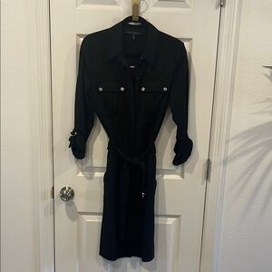White House Black Market Black Shirt Dress Long Sleeve